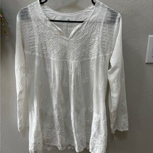 Cream Embellished 3/4 Sleeve Tunic